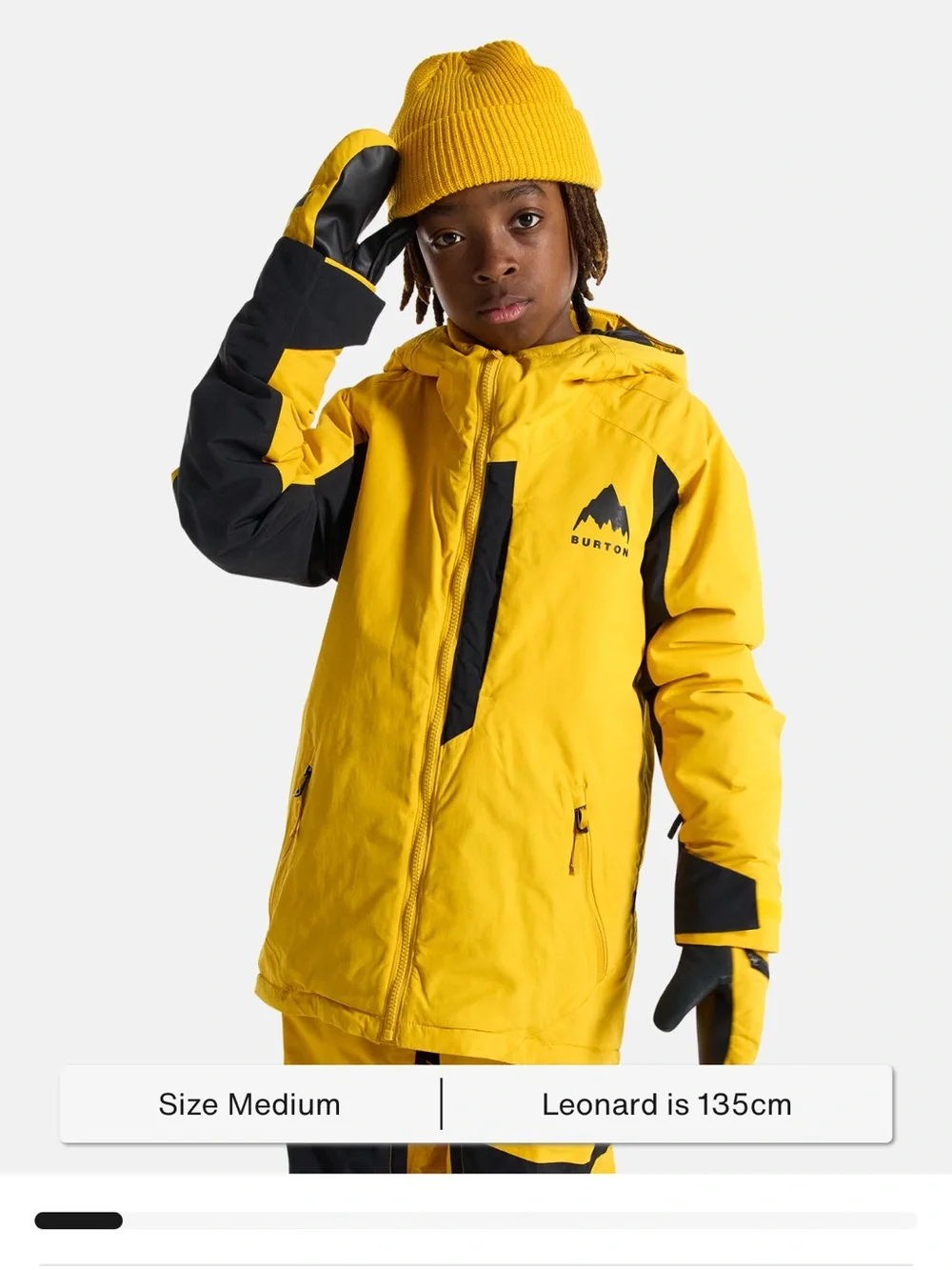 Burton Youth Medium Kids' Yellow Hillslope Hooded Winter Jacket